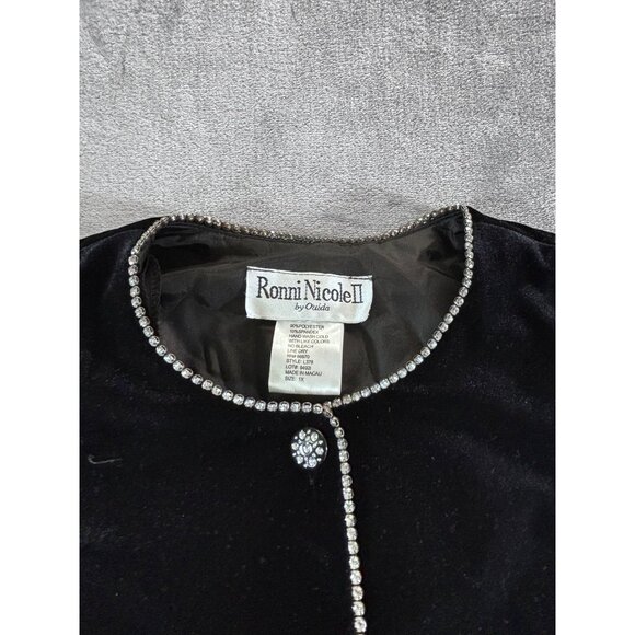 Ronni Nicole II by Ouida Top Women's 1X black Velvet Studded button down Vintage - Picture 9 of 12